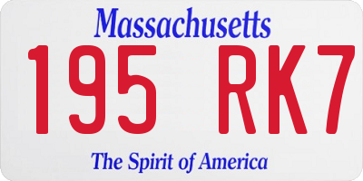 MA license plate 195RK7