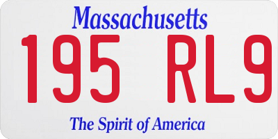 MA license plate 195RL9