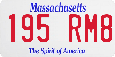 MA license plate 195RM8