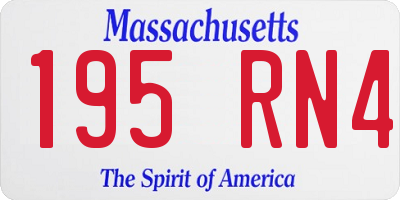 MA license plate 195RN4