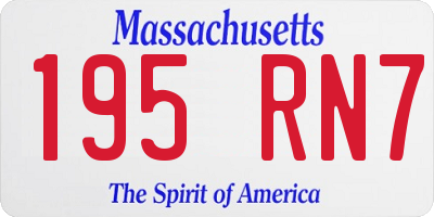 MA license plate 195RN7