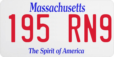 MA license plate 195RN9