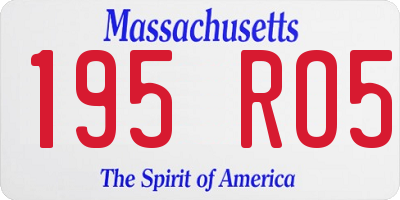 MA license plate 195RO5