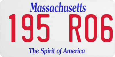 MA license plate 195RO6