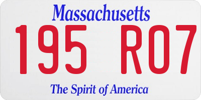 MA license plate 195RO7