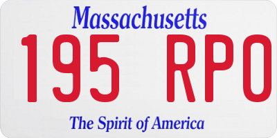 MA license plate 195RP0