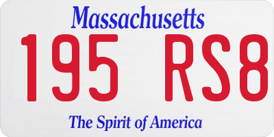 MA license plate 195RS8