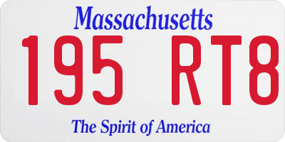 MA license plate 195RT8