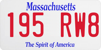 MA license plate 195RW8