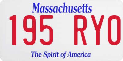 MA license plate 195RY0