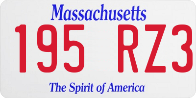 MA license plate 195RZ3