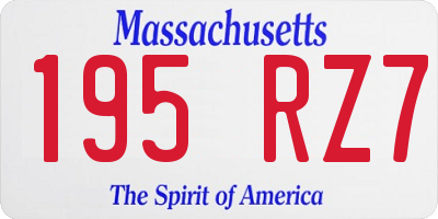 MA license plate 195RZ7