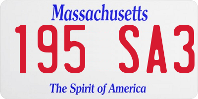 MA license plate 195SA3