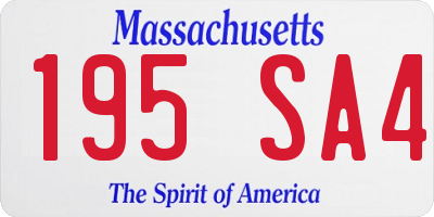 MA license plate 195SA4