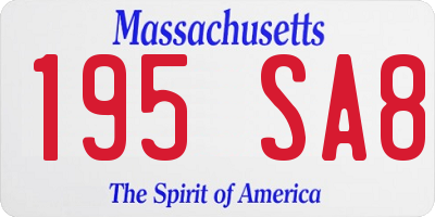 MA license plate 195SA8