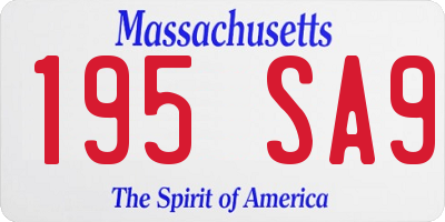 MA license plate 195SA9