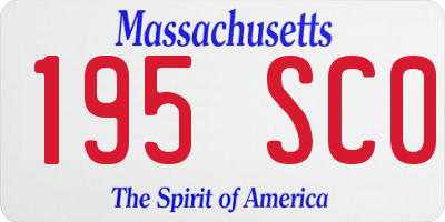 MA license plate 195SC0