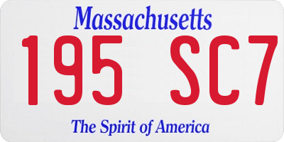 MA license plate 195SC7