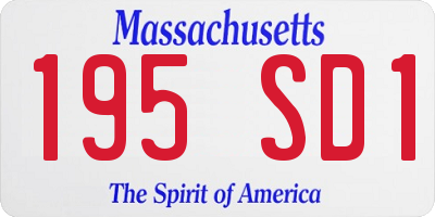 MA license plate 195SD1