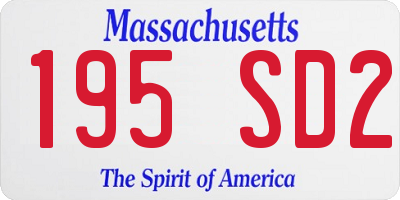MA license plate 195SD2