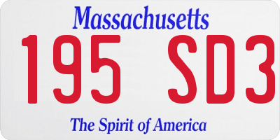 MA license plate 195SD3
