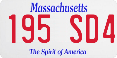 MA license plate 195SD4