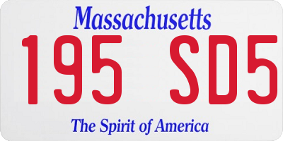 MA license plate 195SD5