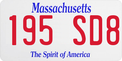 MA license plate 195SD8