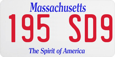 MA license plate 195SD9