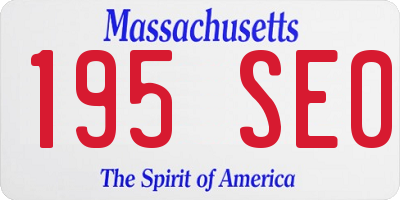 MA license plate 195SE0