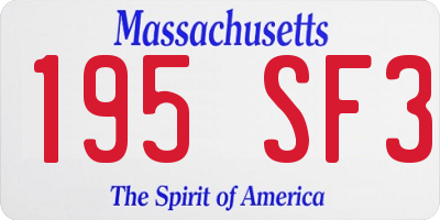 MA license plate 195SF3
