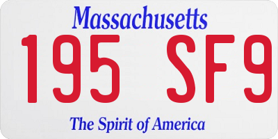MA license plate 195SF9