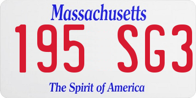 MA license plate 195SG3