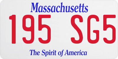 MA license plate 195SG5