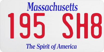 MA license plate 195SH8