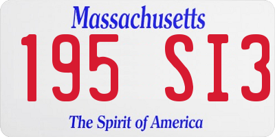 MA license plate 195SI3