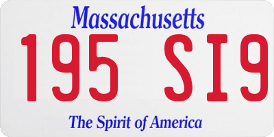 MA license plate 195SI9