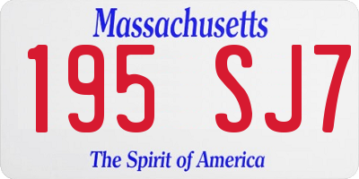 MA license plate 195SJ7