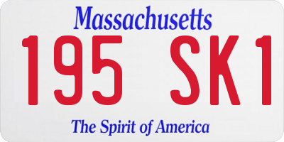 MA license plate 195SK1
