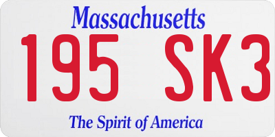 MA license plate 195SK3