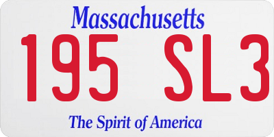 MA license plate 195SL3