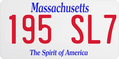 MA license plate 195SL7