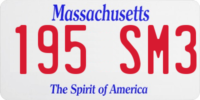 MA license plate 195SM3