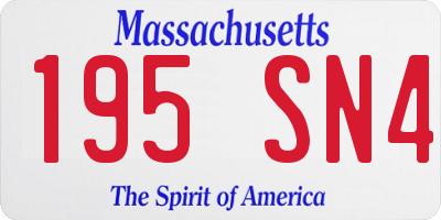 MA license plate 195SN4