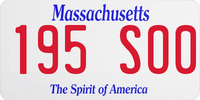 MA license plate 195SO0