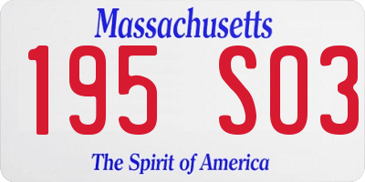 MA license plate 195SO3
