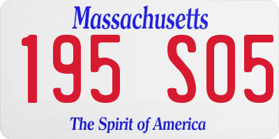 MA license plate 195SO5