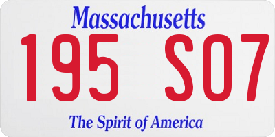 MA license plate 195SO7