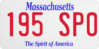 MA license plate 195SP0
