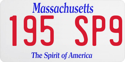 MA license plate 195SP9